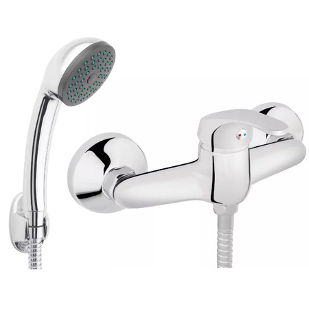 Bateria prysznicowa ścienna Basic z zestawem natryskowym chrom Ferro BBC77