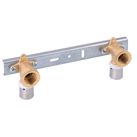 Płytka montażowa mosiężna 150 mm z kolanami zaprasowywanymi GW 20 x 1/2" VESBO Press U ZPL-150-2012