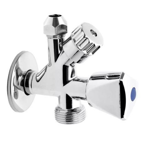 Zawór kątowy Kombi 3/8" x 1/2" x 3/4" ze złączką do rury miedzianej fi 10 mm Ferro CF5104