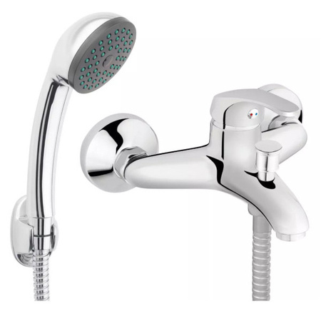 Bateria wannowa ścienna Basic z zestawem natryskowym chrom Ferro BBC11