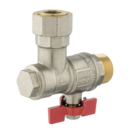 Zawór kulowy kątowy z półśrubunkiem nakrętno-wkrętny z motylkiem 3/4" FERRO KFM2SGPK