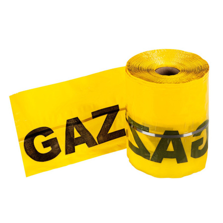 Taśma ostrzegawcza 100 m z wkładką metalową żółta "GAZ" WEBA 50-01-0000-69