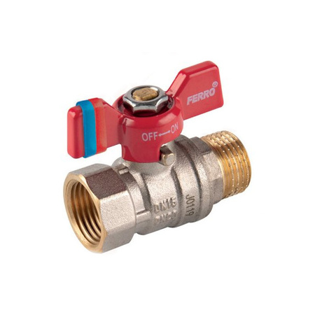 Zawór kulowy nakrętno-wkrętny z motylkiem 1/2" F-Comfort Ferro KFCM11