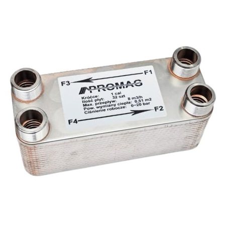 Wymiennik ciepła 32 płytowy 40 kW 1" PROMAG PGM-1c-32