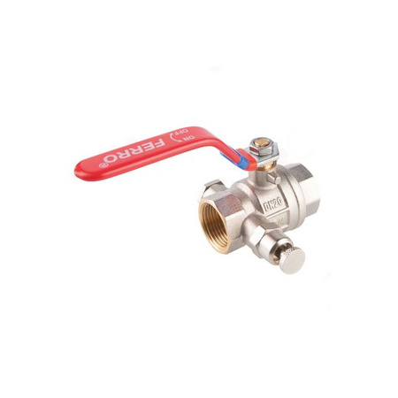 Zawór kulowy nakrętno-nakrętny z dźwignią odpowietrznikiem i korkiem 6/4" F-Power Ferro KFPO5