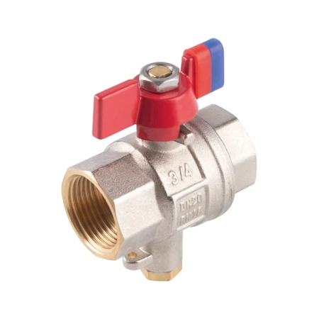 Zawór kulowy nakrętno-nakrętny z motylkiem do montażu czujnika temperatury 3/4" F-Power Ferro KFPMT2