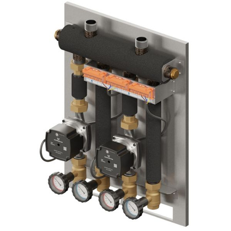 Zestaw hydrauliczny 2 grup mieszających Szwadron PRO 2D 070 ze sprzęgło-kolektorem SKE 2DC 35 kW + pompa obiegowa 15/7 230 V Grundfos (2 szt.) Elterm 835070