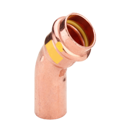 Kolano nyplowe miedziane 15/45 zaciskowe GAZ/WODA Frabo RS9040015015000