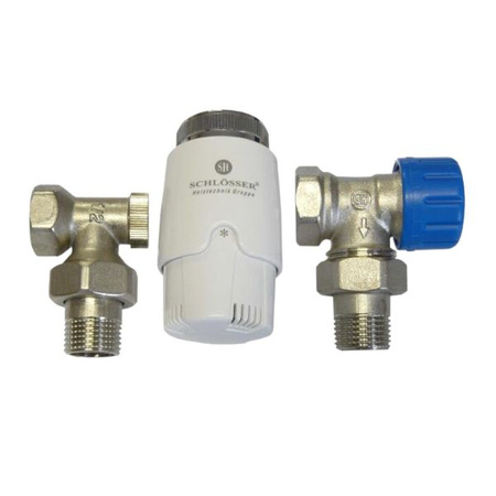 Zestaw termostatyczny Standard kątowy GW-GZ 1/2" z głowicą Diamant Invest Schlosser 602200009