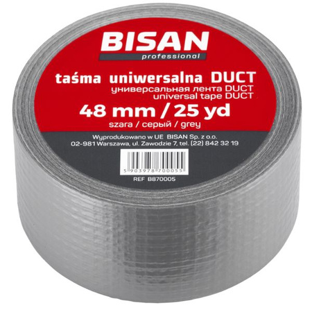 Taśma uniwersalna DUCT 48 mm 25 m szara BISAN B870005