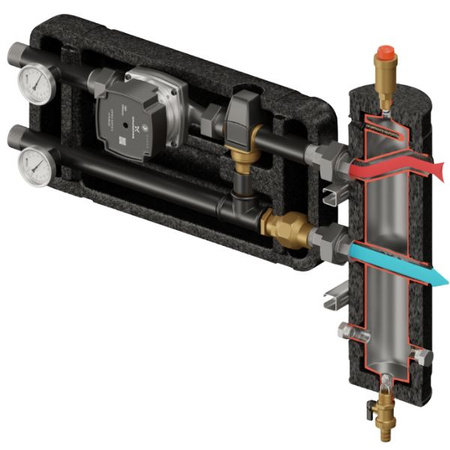Zestaw hydrauliczny Pluton 570 ze sprzęgłem SHE-CD PRO 55 kW + zawór termostatyczny VTA 372 ESBE + pompa obiegowa 25/7 230 V Grundfos Elterm 815570