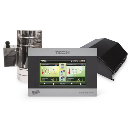 Sterownik do kominka ST-392 zPID kolorowy dotykowy z przepustnicą fi 100 Tech WG.10.0060