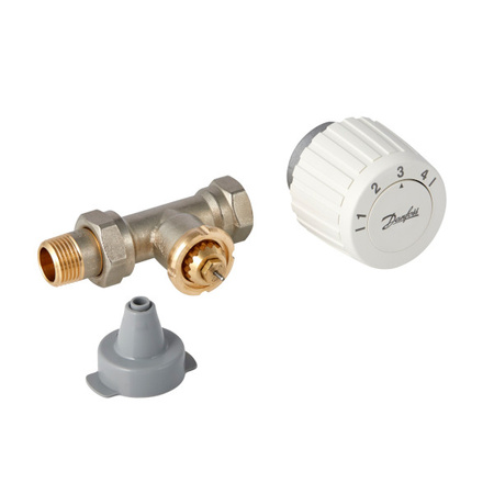 Zestaw RTL zawór prosty FJVR 15 + głowica biała Danfoss 003L1080