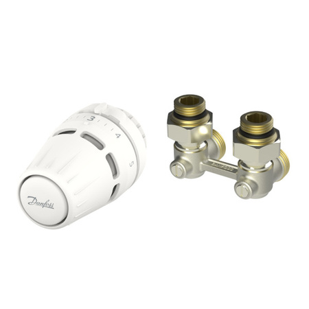 Zestaw termostatyczny z głowicą Regus RA + RLV-KB 1/2" kątowy Danfoss 015G5309