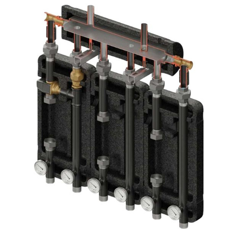 Zestaw hydrauliczny 3 grup mieszających Brygada 3D+ 7005 z rozdzielaczem KRE 3D+ + zawór termostatyczny VTA 372 ESBE Elterm 847005