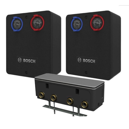 Pakiet Bosch dwie grupy pompowe HSM25/6 z zaworem mieszającym z modułem MM100 + rozdzielacz WHY/HKV 2/25/25 do 2 obiegów 8734100743