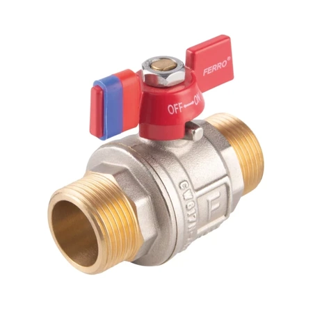 Zawór kulowy wkrętno-wkrętny z motylkiem 3/4" F-Power Ferro KFPN2