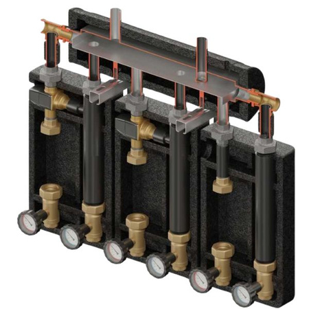 Zestaw hydrauliczny 3 grup mieszających Brygada PRO 3D+ 7055 z rozdzielaczem KRE 3D+ + zawór termostatyczny VTA 372 ESBE (2 szt.) Elterm 867055