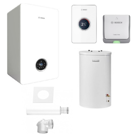 Pakiet Bosch kocioł gazowy kondensacyjny jednofunkcyjny Condens GC5700iW 15P 15 kW + zasobnik c.w.u. WST120-50 120 L + regulator EasyControl CT200 + moduł K20RF + SPS do szachtu 8734100846
