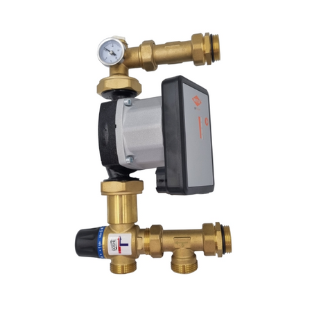 Moduł mieszający do ogrzewania podłogowego z zaworem termostatycznym chrom KVS 2,5 pompa WITA Goshe 0401.622