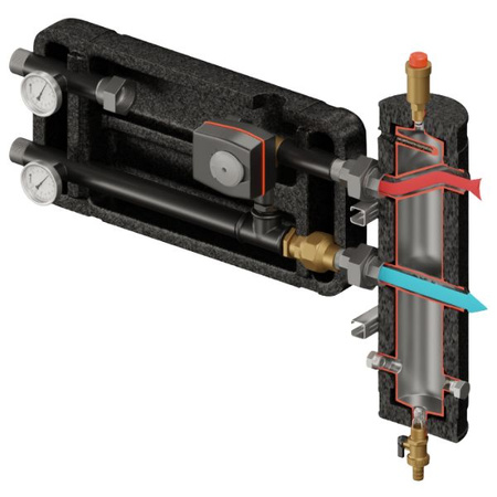 Zestaw hydrauliczny Pluton 410 ze sprzęgłem SHE-CD PRO 55 kW + zawór 3-drogowy VRG 432 1” z siłownikiem ESBE Elterm 815410