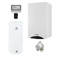 Pakiet Termet kocioł gazowy kondensacyjny jednofunkcyjny EcoCondens Gold Plus II 25 kW + zasobnik SWK 140 L + regulator bezprzewodowy ST-292 V2 + czujnik temperatury zewnętrznej WKP58T1V2140K/PLAT