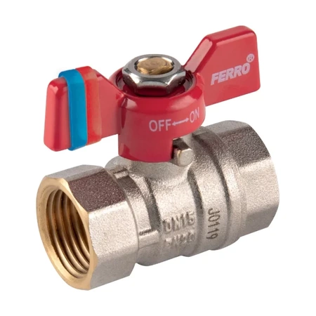 Zawór kulowy nakrętno-nakrętny z motylkiem 3/4" F-Comfort Ferro KFCM2