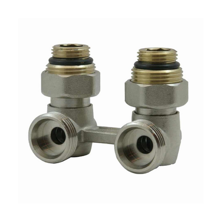 Zawór grzejnikowy podwójny kątowy przyłączeniowy z nyplami 3/4" x 1/2" Goshe 0200.283