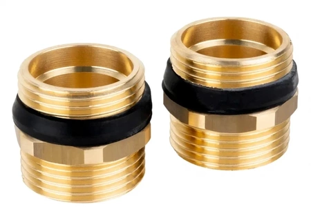 Zestaw dwóch mosiężnych nypli G1’’ z uszczelkami stożkowymi AFRISO 9050002