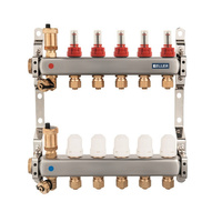 Rozdzielacz stalowy INOX 1" 8-drogowy z przepływomierzami i zaworami termostatycznymi Keller KEL 720274