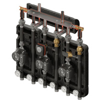 Zestaw hydrauliczny 3 grup mieszających Brygada 3D+ 8054 z rozdzielaczem KRE 3D+ + zawór termostatyczny VTA 372 ESBE + zawór 3-drogowy VRG 432 1” i siłownikiem ESBE + pompa obiegowa 25/6 230 V LFP (3 szt.) Elterm 848054