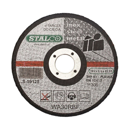 Tarcza do cięcia metalu płaska 125 x 1,5mm STALCO Premium S-59225