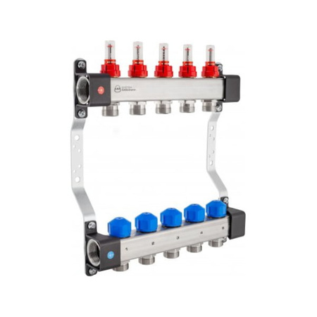 Rozdzielacz InoxFlow z zaworami do siłowników i przepływomierzami (Seria UFS) 5 obwodów KAN-therm 1316157069