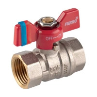 Zawór kulowy nakrętno-nakrętny z motylkiem 1/2" F-Comfort Ferro KFCM1