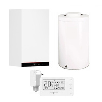 Pakiet Viessmann kocioł gazowy jednofunkcyjny Vitodens 050-W B0HA 25 kW + zasobnik Vitocell 150 L + termostat bezprzewodowy BSOP + zestaw kominowy do szachtu Z028068